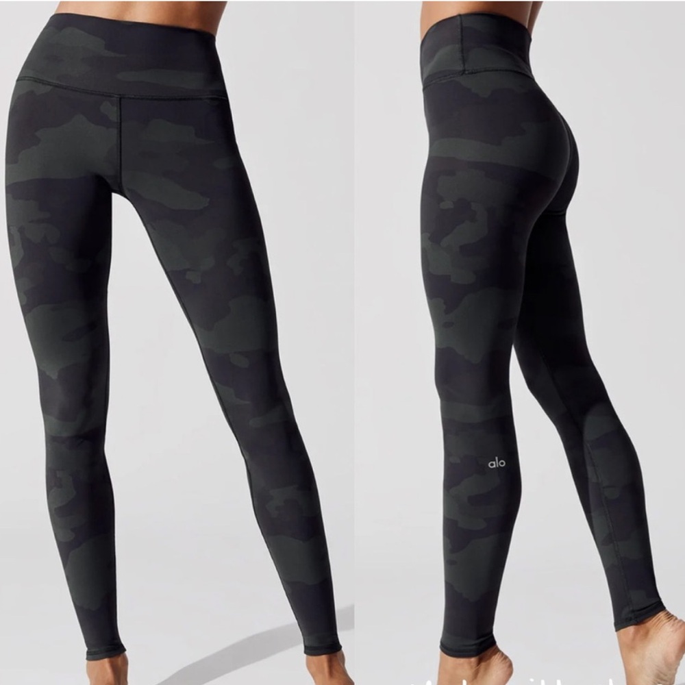Alo High Waist Camo Vapor Leggings Black Gray